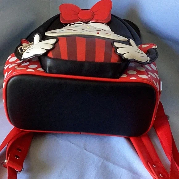Loungefly Minnie Mouse Backpack Black and Red with Ears and Bow - Picture 16 of 16